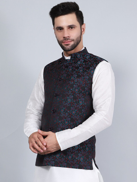 Wintage Printed Woven Nehru Jacket - Image 3