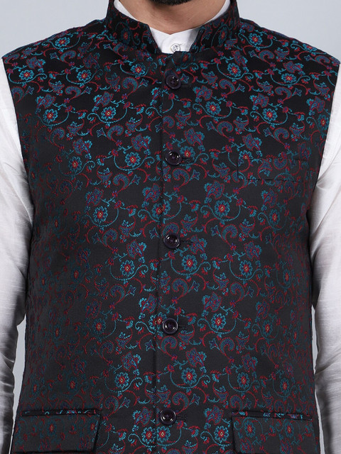 Wintage Printed Woven Nehru Jacket - Image 2