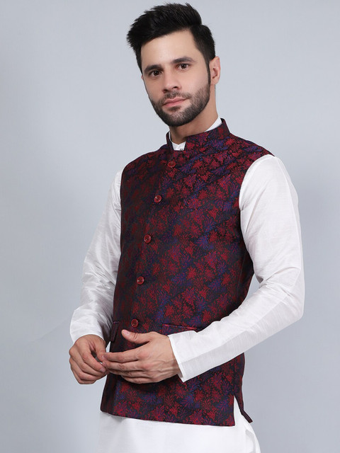 Wintage Printed Woven Nehru Jacket - Image 3