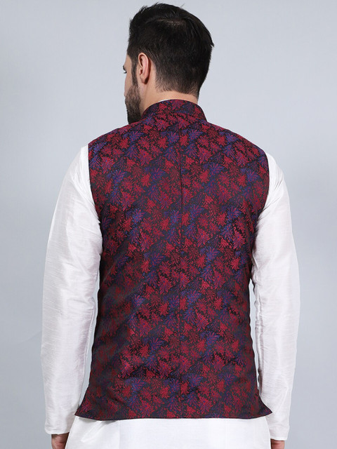 Wintage Printed Woven Nehru Jacket - Image 4
