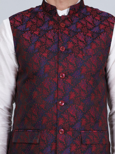 Wintage Printed Woven Nehru Jacket - Image 2