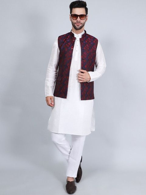 Wintage Printed Woven Nehru Jacket - Image 5