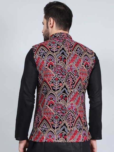 Wintage Printed Woven Nehru Jacket - Image 4
