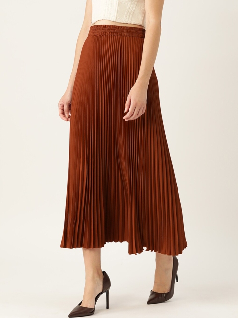 her by invictus Rust Gathered or Pleated Flared Midi Skirt - Image 2