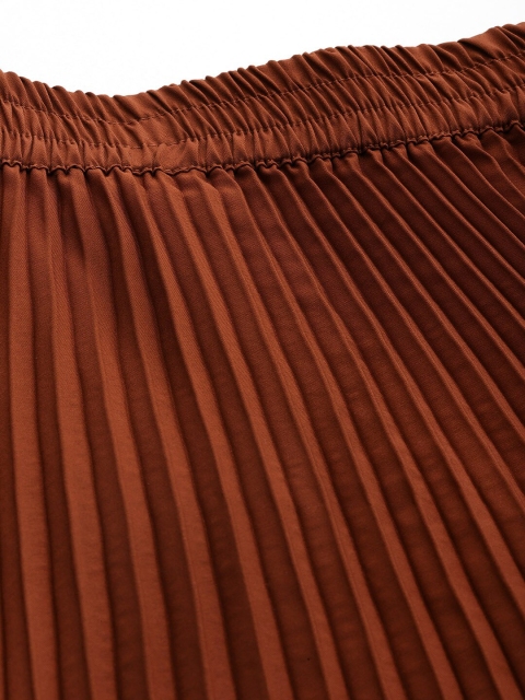 her by invictus Rust Gathered or Pleated Flared Midi Skirt - Image 5