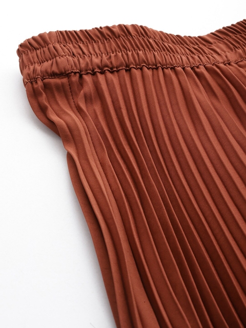 her by invictus Rust Gathered or Pleated Flared Midi Skirt - Image 6