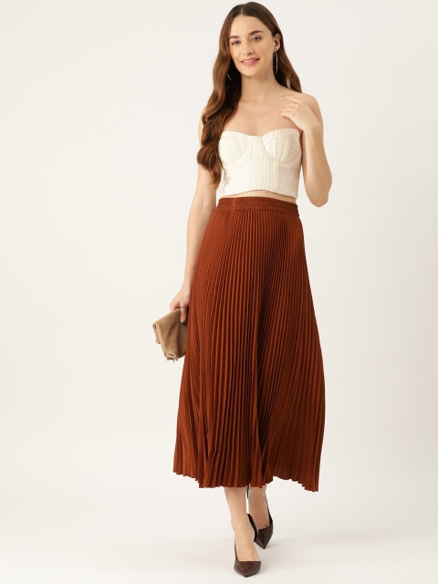 her by invictus Rust Gathered or Pleated Flared Midi Skirt - Image 4