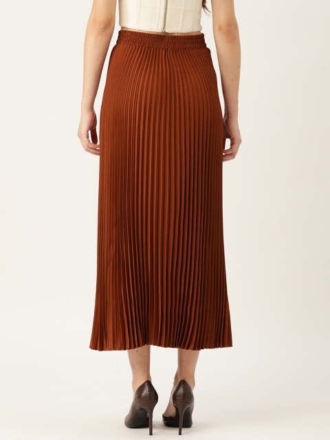 her by invictus Rust Gathered or Pleated Flared Midi Skirt - Image 3