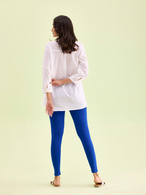 Go Colors Women Blue Solid Ankle-Length Leggings - Image 3