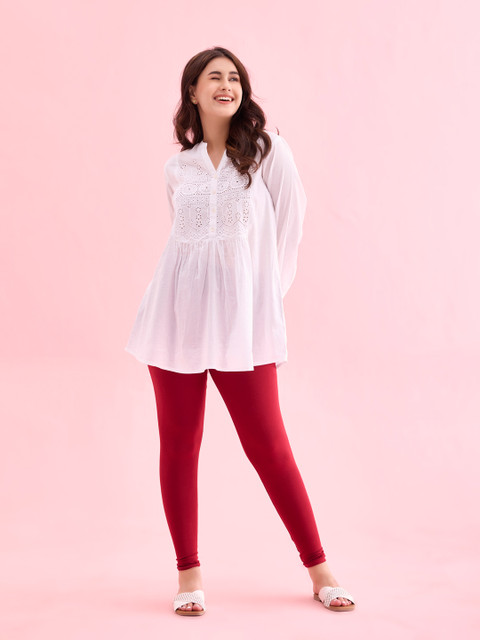 Go Colors Women Red Solid Ankle-Length Leggings