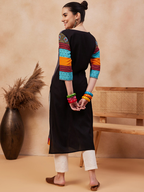 Anouk X fwd Ethnic Motifs Printed Round Neck Straight Kurta - Image 4