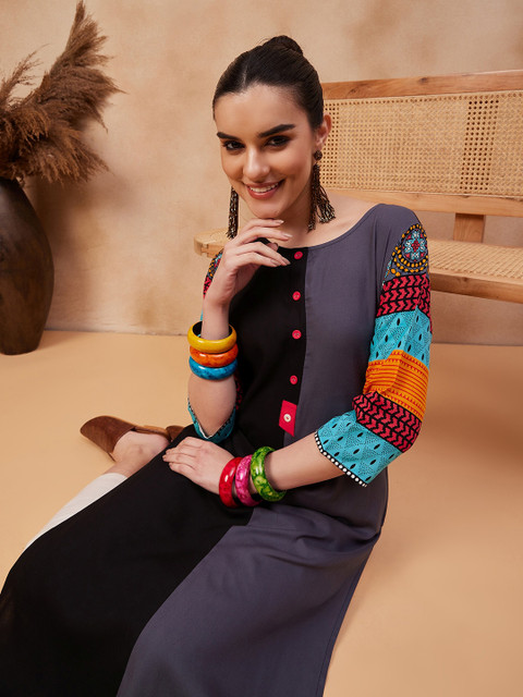 Anouk X fwd Ethnic Motifs Printed Round Neck Straight Kurta - Image 6