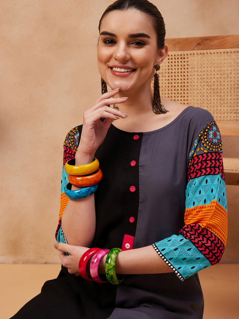 Anouk X fwd Ethnic Motifs Printed Round Neck Straight Kurta - Image 2