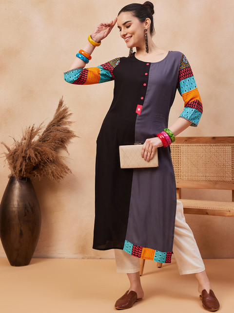 Anouk X fwd Ethnic Motifs Printed Round Neck Straight Kurta - Image 5