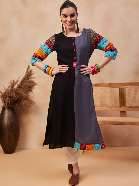 Anouk X fwd Ethnic Motifs Printed Round Neck Straight Kurta - Image 7