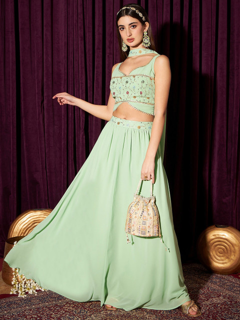 indo street Embellished Sequined Ready To Wear Lehenga & Blouse With Dupatta - Image 6