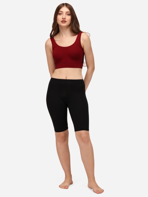 Soie Women Skinny Fit Mid Rise Cycling Sports Shorts - Image 4
