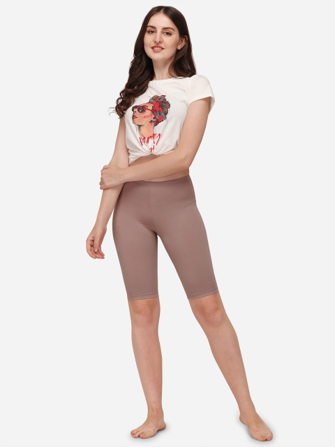 Soie Women Skinny Fit Mid Rise Cycling Sports Shorts - Image 4