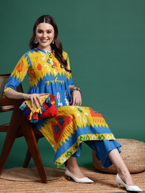 Sangria Pure Cotton Printed Kurta Set - Image 7