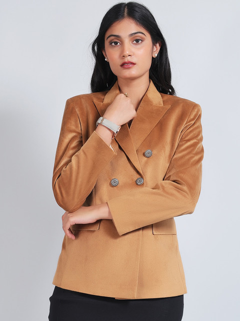 Talethread Double-Breasted Cotton Velvet Blazer