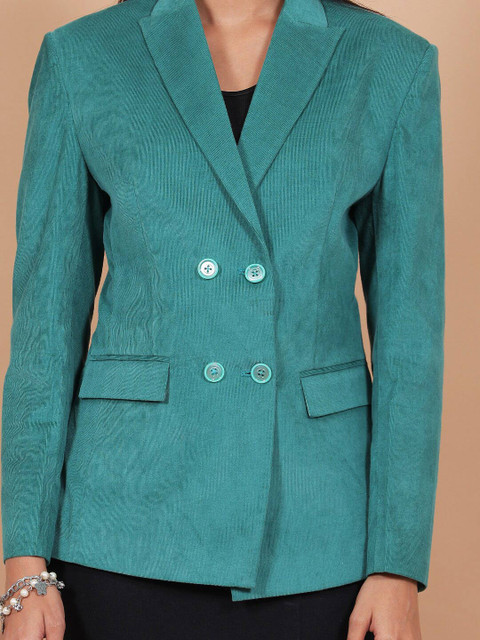 Talethread Notched Lapel Single Breasted Corduroy & Cotton Formal Blazer - Image 2