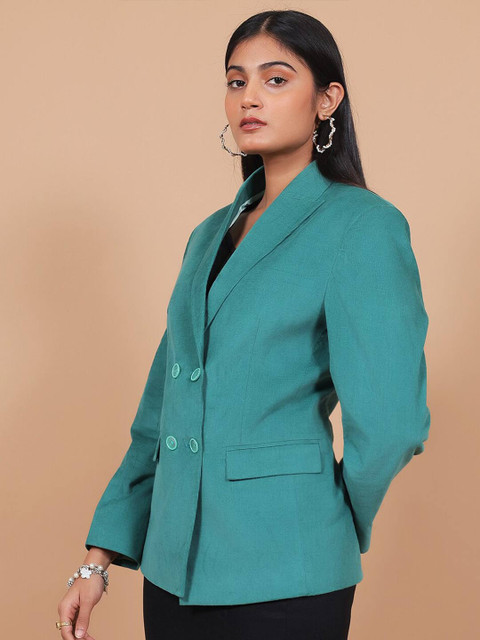 Talethread Notched Lapel Single Breasted Corduroy & Cotton Formal Blazer - Image 3