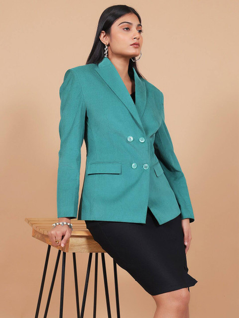 Talethread Notched Lapel Single Breasted Corduroy & Cotton Formal Blazer - Image 5