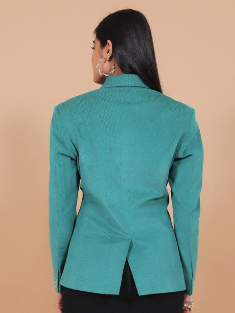 Talethread Notched Lapel Single Breasted Corduroy & Cotton Formal Blazer - Image 4