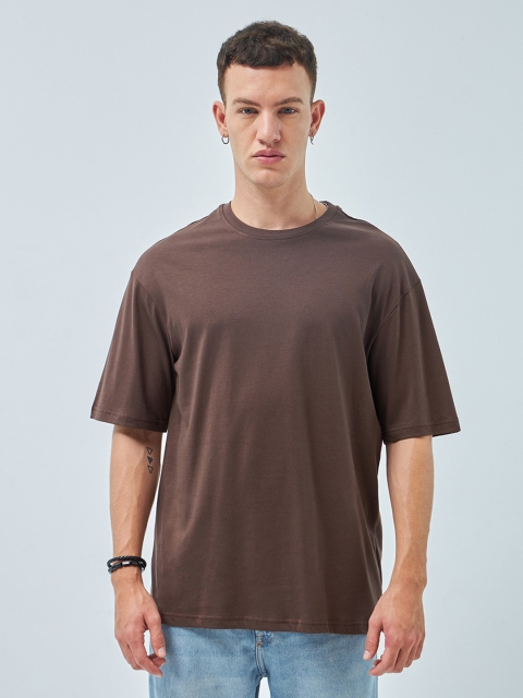 Bewakoof Round Neck Short Drop Shoulder Sleeves Pure Cotton Oversized T-shirt - Image 2