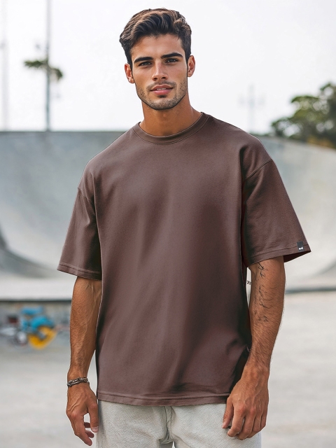 Bewakoof Round Neck Short Drop Shoulder Sleeves Pure Cotton Oversized T-shirt
