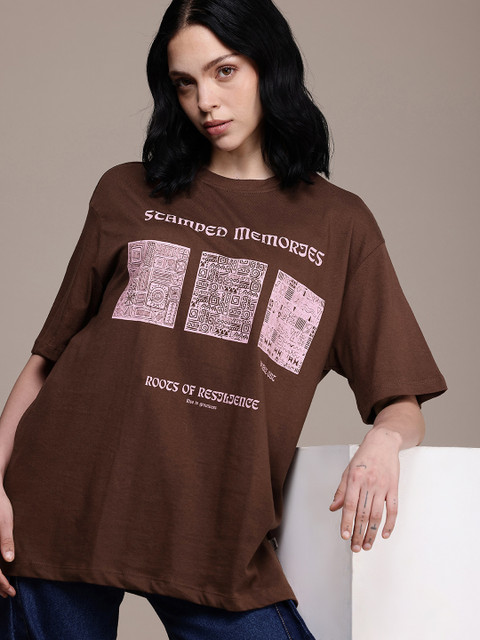 The Roadster Life Co. Graphic Printed Drop-Shoulder Sleeves Oversized T-shirt