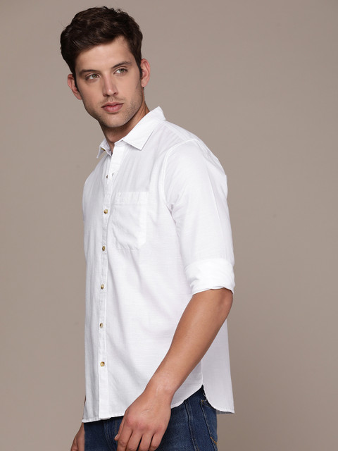 WROGN Slim Fit Solid Casual Shirt - Image 4