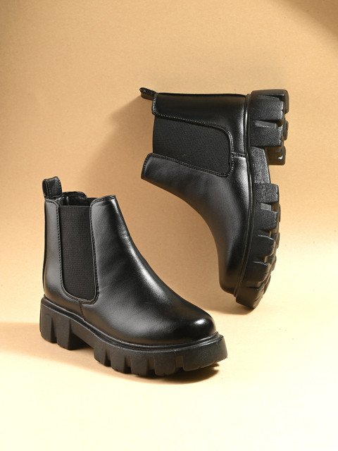 The Roadster Lifestyle Co. Women Heeled Round Toe Chelsea Boots