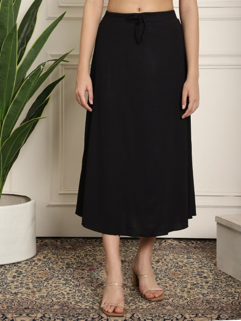 NEUDIS Ribbed Flared Midi Skirt