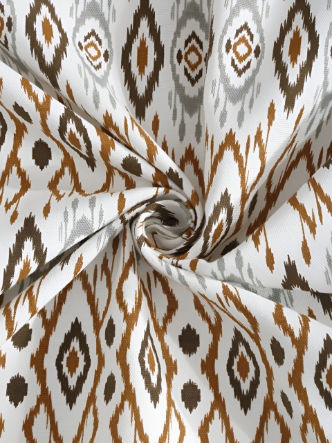 Cortina White & Brown Single Ethnic Motifs Cotton Door Curtain - Image 6
