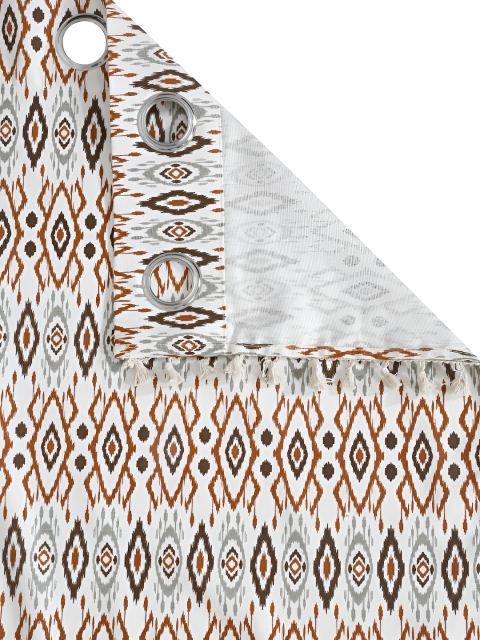 Cortina White & Brown Single Ethnic Motifs Cotton Door Curtain - Image 5