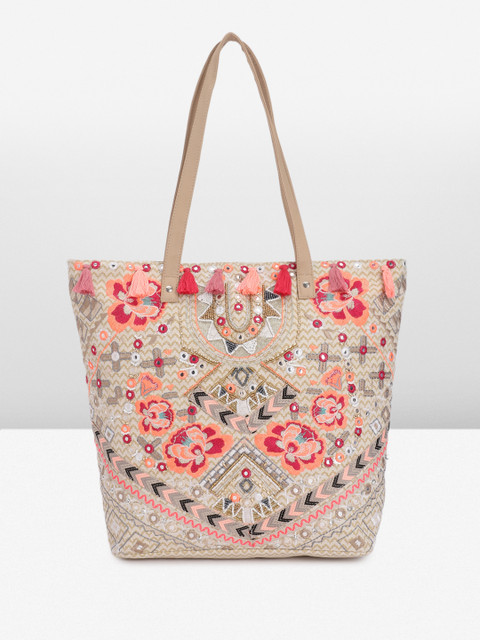 Anouk Ethnic Motifs Textured Shopper Tote Bag