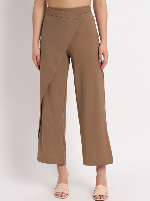 Zastraa winter'24 Women Relaxed Straight Leg Flared High Rise Trousers
