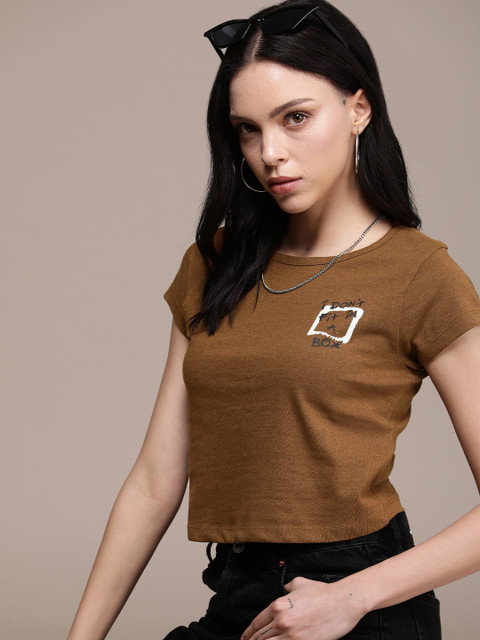 The Roadster Life Co. Graphic Printed Crop T-shirt