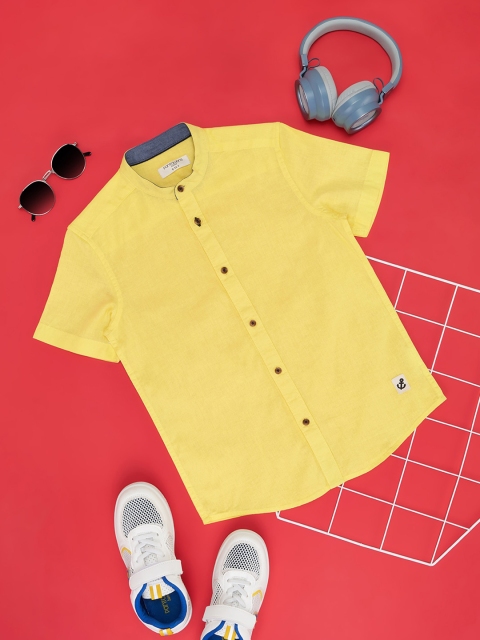 Pantaloons Junior Boys Short Sleeves Band Collar Casual Shirt