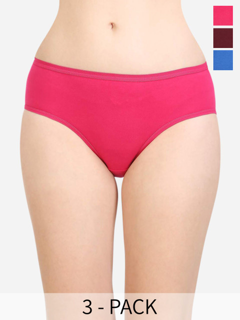 Bodycare Pack Of 3 Assorted Seamless Cotton Hipster Briefs