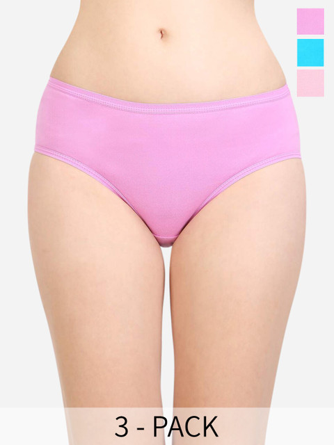 Bodycare Pack Of 3 Assorted Anti Bacterial Cotton Hipster Briefs