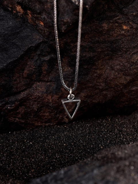 VIRAASI Silver-Plated Triangle Shaped Pendant With Chain