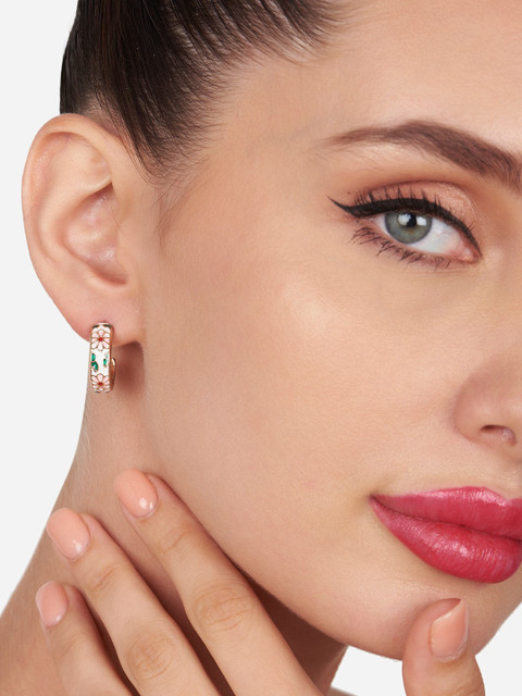 Zaveri Pearls Set Of 2 Gold-Plated Contemporary Hoop Earrings - Image 2