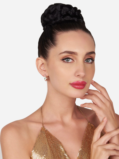 Zaveri Pearls Set Of 2 Gold-Plated Contemporary Hoop Earrings - Image 6