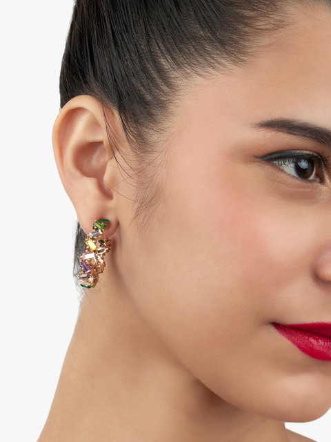 Zaveri Pearls Set Of 2 Gold-Plated Contemporary Hoop Earrings - Image 3