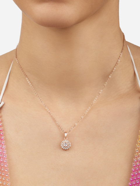Zaveri Pearls Rose Gold-Plated CZ Stone- Stunted Pendants with Chains