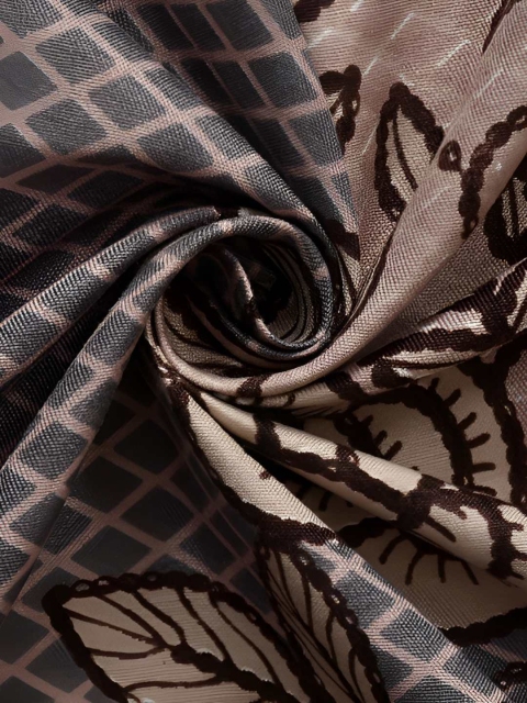 Bajo's Brown & Grey 8 Pieces Floral Printed Glace Cotton Diwan Set - Image 2