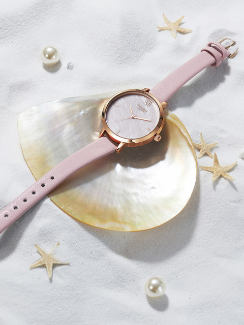 Sonata Poze Women Brass Dial & Leather Straps Analogue Watch SP80021WL01W