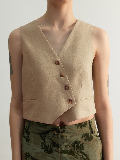 Trendyol V-Neck Crop Pure Cotton Tailored Jacket - Image 2
